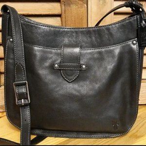 FRYE Olivia Large Black Leather Shoulder/Crossbody Bag